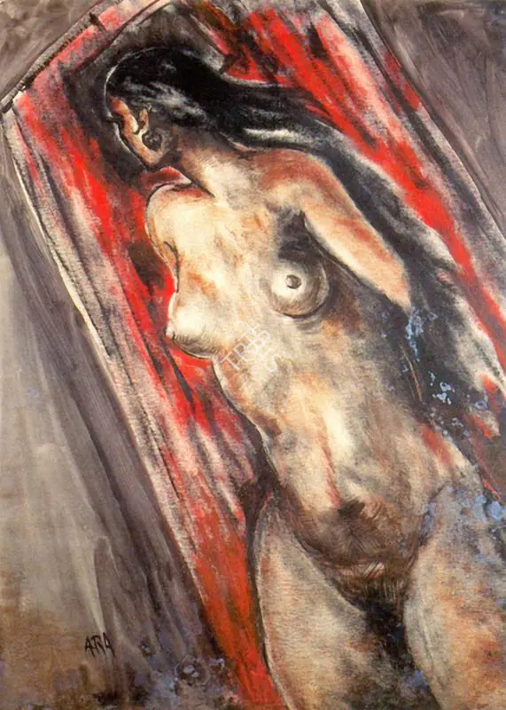 Ara, K.H. (Artist). Red Nude, n.d. | Painting