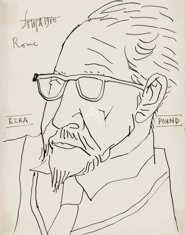 Souza, F.N. (Artist). Ezra Pound, 1960 | Drawing
