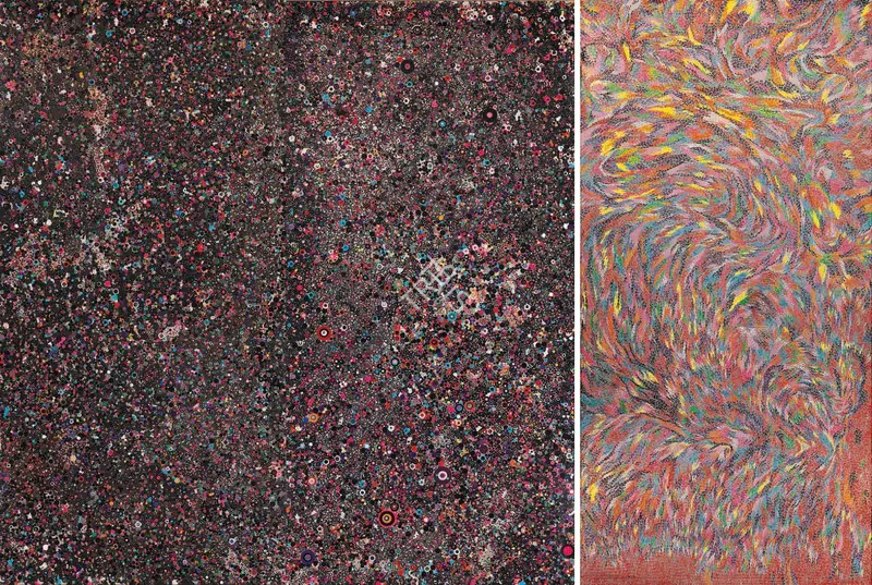Kher, Bharti (Artist). Mother of Anything Possible, Anytime. Bindis on aluminium sheet, 2006 | Installation | FineArts | 00642312