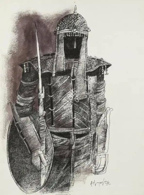 Adimoolam, K.M. (Artist). Untitled. Pen and ink on paper, 1992 | Painting  | 00866598