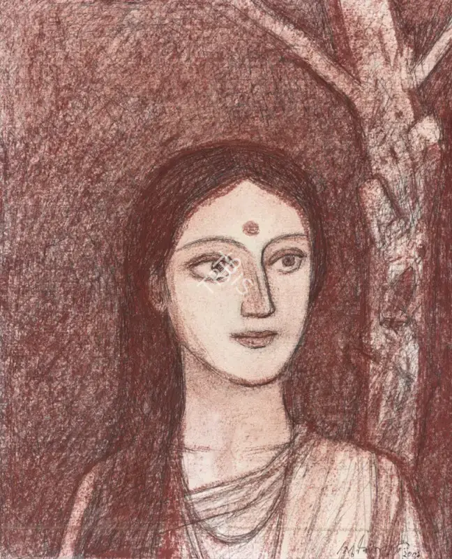 Pyne, Ganesh (Artist). Woman and the Tree, 2002 | Painting