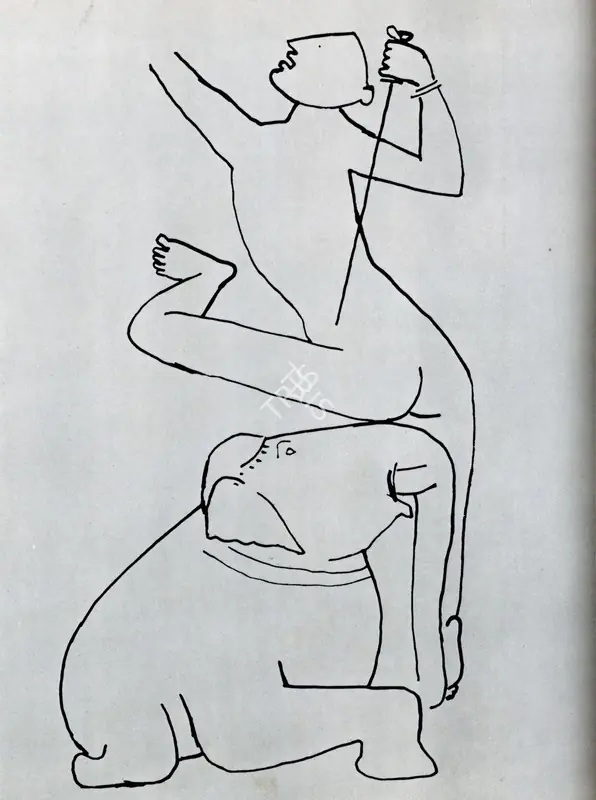 Husain, M. F. (Artist). Khajuraho Drawing. Pen and ink, 1954 | Maqbool Fida Husain , 1971 | Drawing | FineArts | 00495228