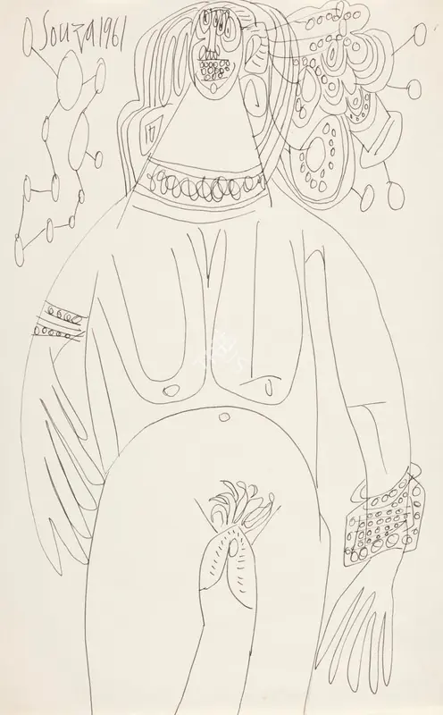 Souza, F.N. (Artist). Untitled (Woman), 1961 | Drawing