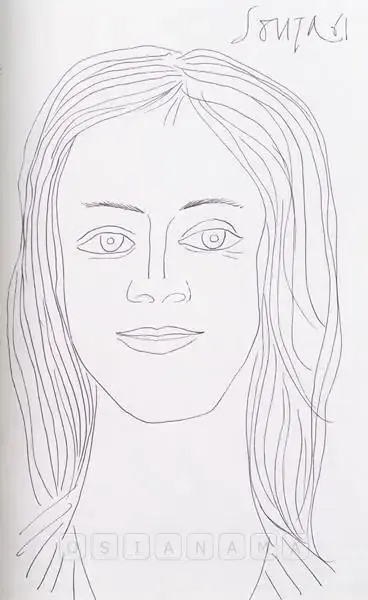 Souza, F.N. (Artist). Portrait of a Young woman, 1961 | Drawing