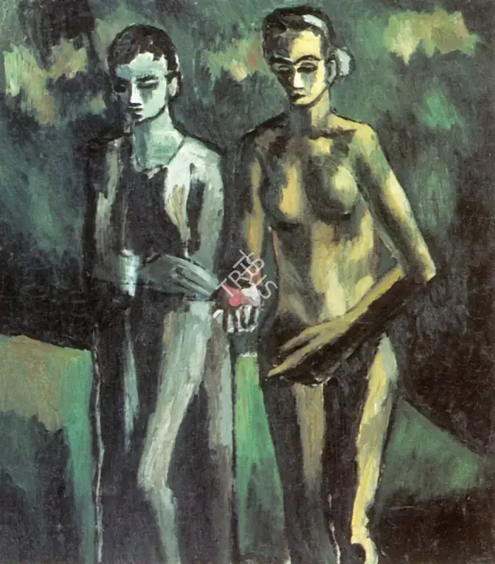 Peries, Ivan (Artist). Two Figures Walking by Moonlight, c.1947 | Painting