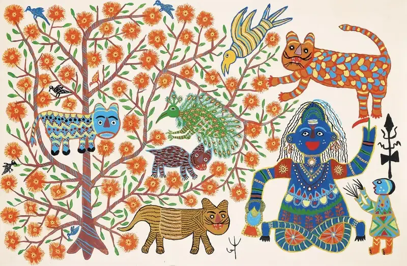 Baiga, Jodhaiya Bai (Artist). Untitled. Acrylic on canvas, n.d. | Painting | EconomicsArt | 00869981