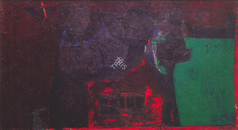 Raza, S.H. (Artist). Landscape. Oil on board, 1953 | Painting | FineArts | 00574870
