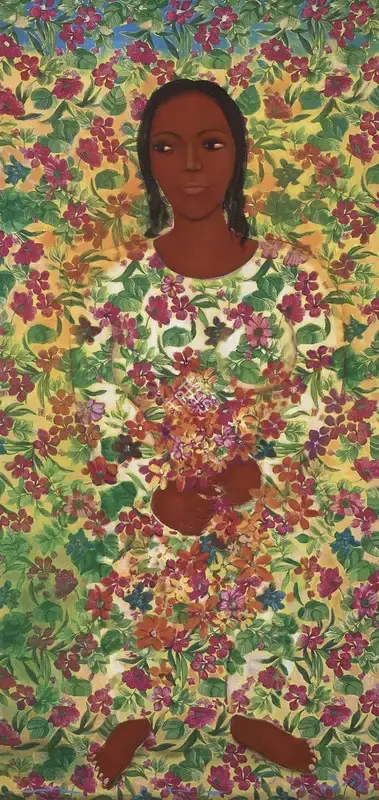 Pal, Gogi Saroj (Artist). Untitled (Woman with Flowers). Acrylic on canvas, 2002 | Painting | FineArts | 00363696