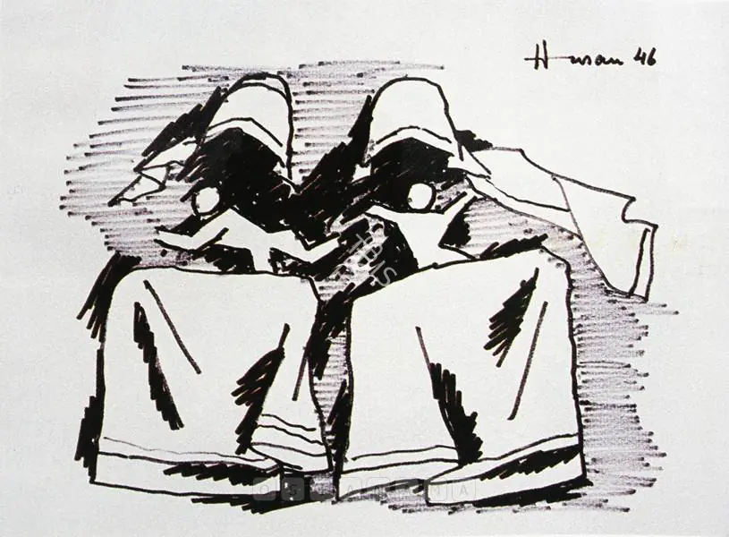 Husain, M.F. (Artist). Untitled. Ink, 1946 | Drawing | FineArts | 00599520