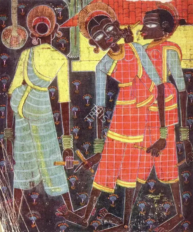 Pai, Laxman (Artist). Village Dance. n.d. | Marg, March 1954 | Painting | FineArts | 00674006