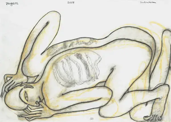 Chowdhury, Jogen (Artist). Man Kneeling 1, 2007 | Drawing