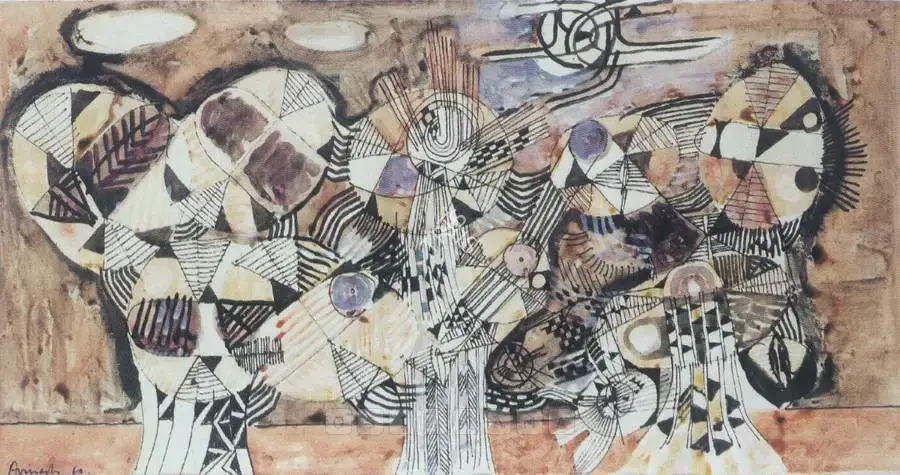 Chandra, Avinash (Artist). Gay orchard, 1960 | Painting