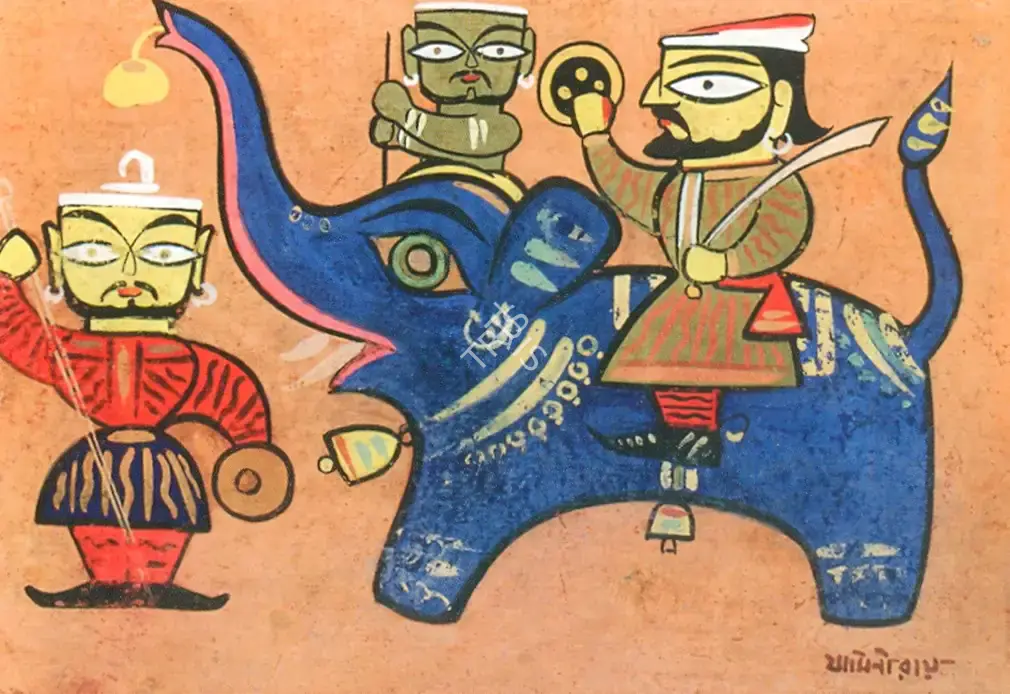 Roy, Jamini (Artist). Warrior on an Elephant, n.d. | Painting