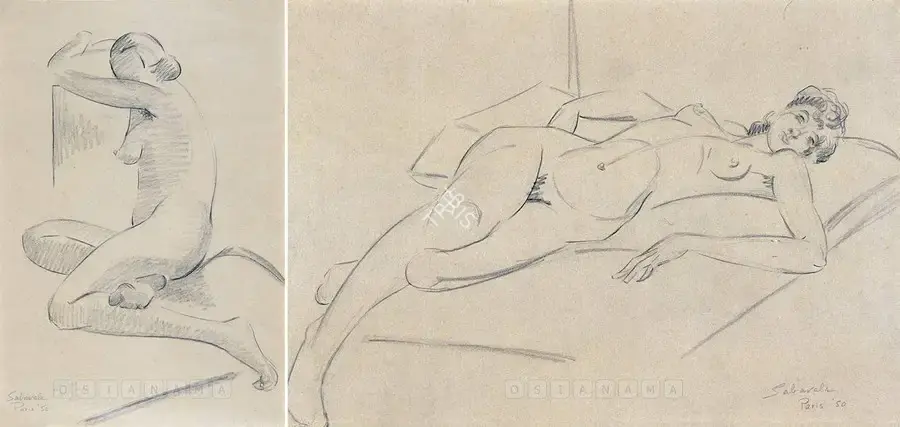 Sabavala, Jehangir (Artist). Nude Studies, 1950 | Drawing