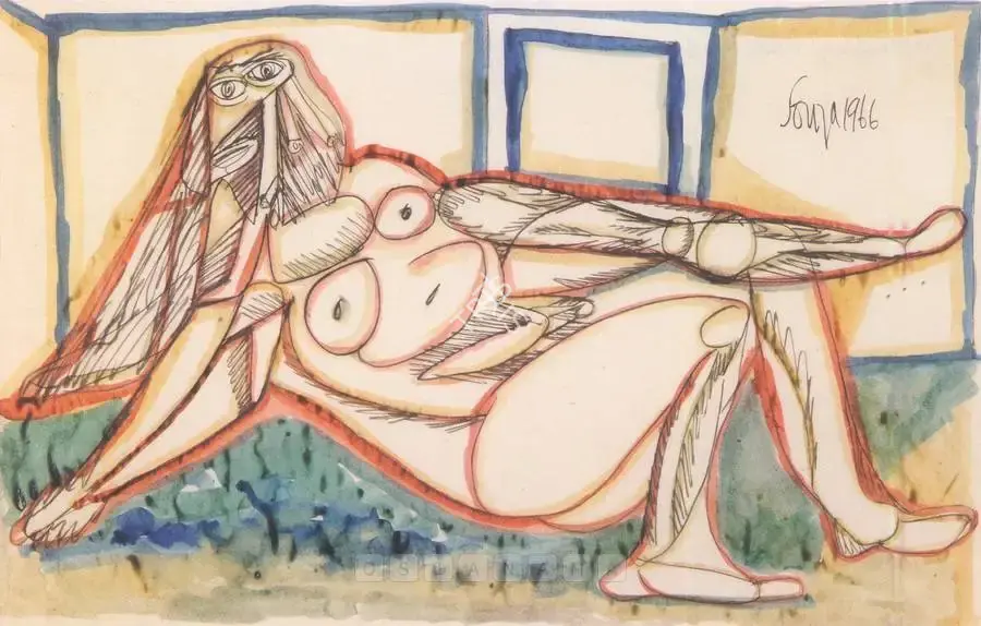 Souza, F.N. (Artist). Reclining Nude, 1966 | Painting
