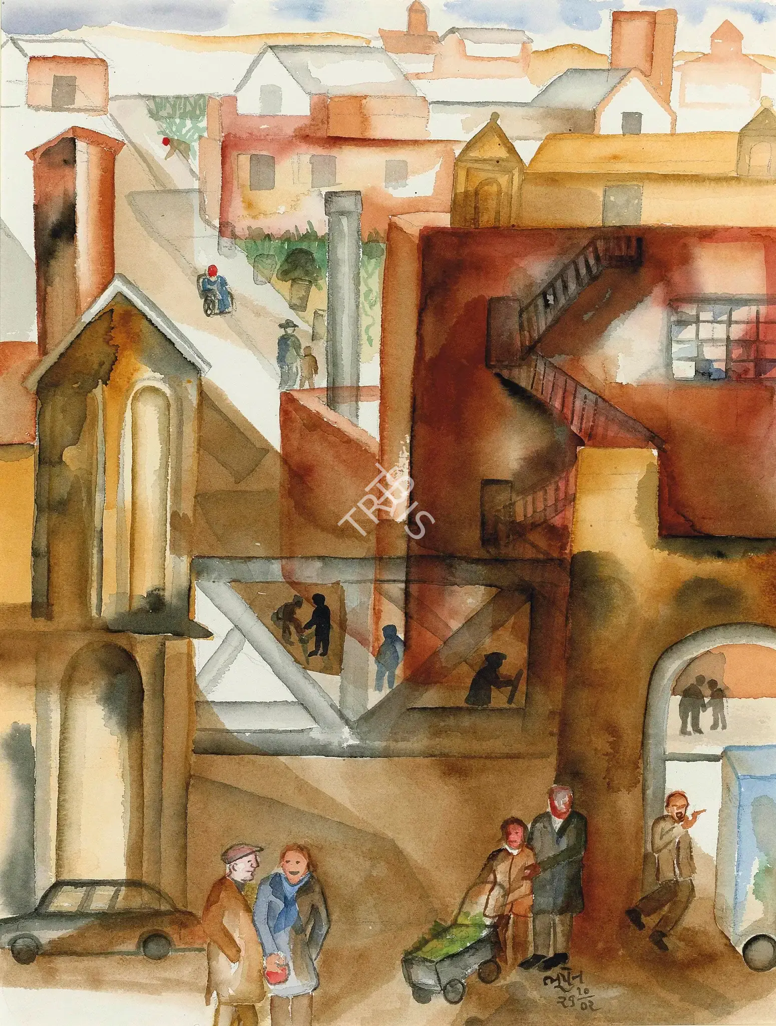 Khakhar, Bhupen (Artist). Manchester Cotton Mills, n.d. | Painting