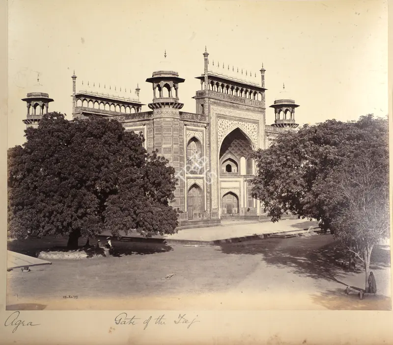 Baker, William (Photographer). Gate of the Taj. Agra. Albumen print pasted on mount, 1866-1868 | Antiquarian Photograph | Photography | 00116358
