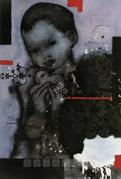 Komu, Riyas (Artist). My Art Training - II. Charcoal, acrylic and enamel on canvas, 2002 | Painting | FineArts | 00898436