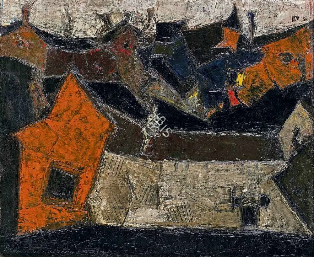 Raza, S.H. (Artist). Le Village, 1956 | Painting