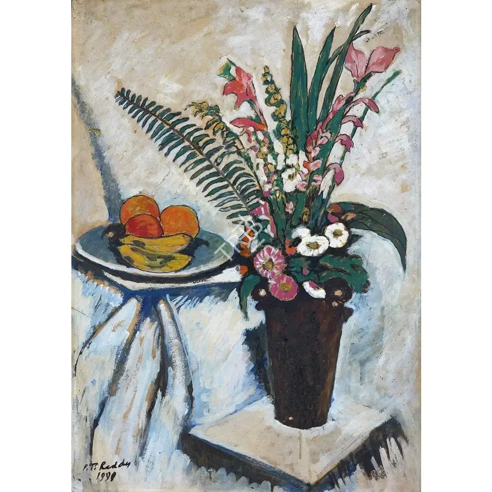 Reddy, P.T. (Artist). Still Life with a Brown Vase, 1990 | Painting