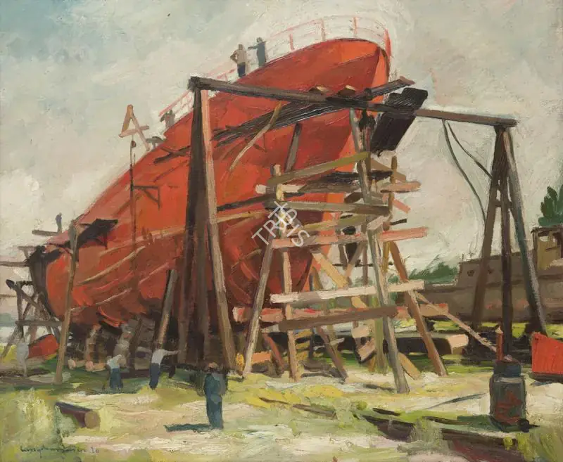 Langhammer, Walter (Artist). Untitled (Werft). Oil on canvas, 1926 | Painting | FineArts | 00353553