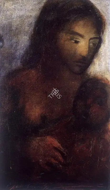 Singh, Sardar Gurcharan (Artist). Mother and Child, n.d. | Painting