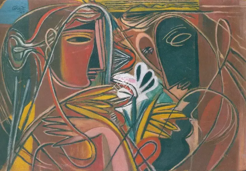 Keyt, George (Artist). Radha and Krishna, 1947 | Painting