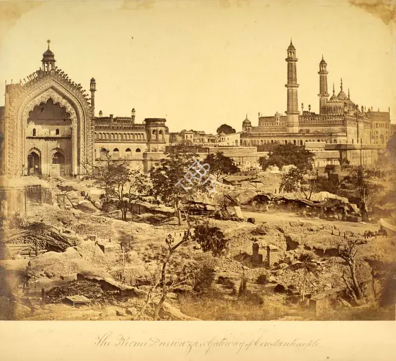 Beato, Felice (Photographer). The Roomi Darwaza or Gateway of Constantinople, Lucknow. Albumen print pasted on mount, 1858 | Antiquarian Photograph | Photography | 00115130