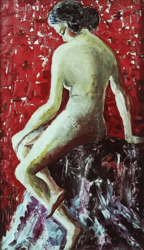 Hebbar, K.K. (Artist). Seated Female Nude, n.d. | Painting
