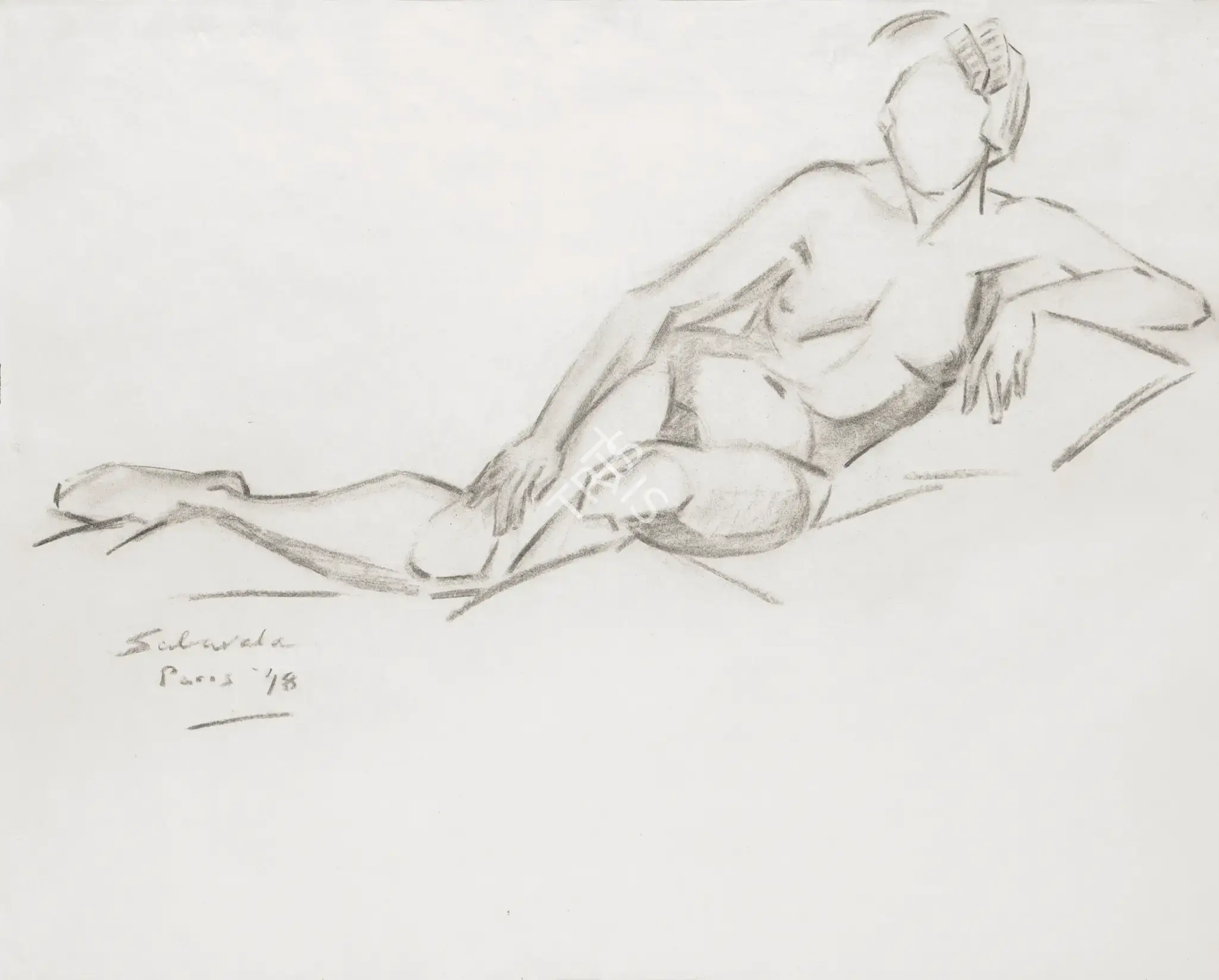 Sabavala, Jehangir (Artist). Nude Study (Paris), 1948 | Drawing