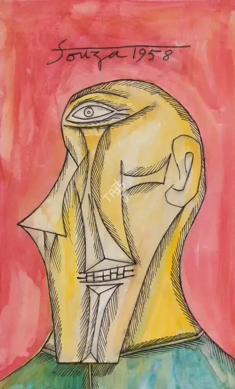 Souza, F.N. (Artist). Untitled (Head of Man in Semi Profile), 1958 | Painting