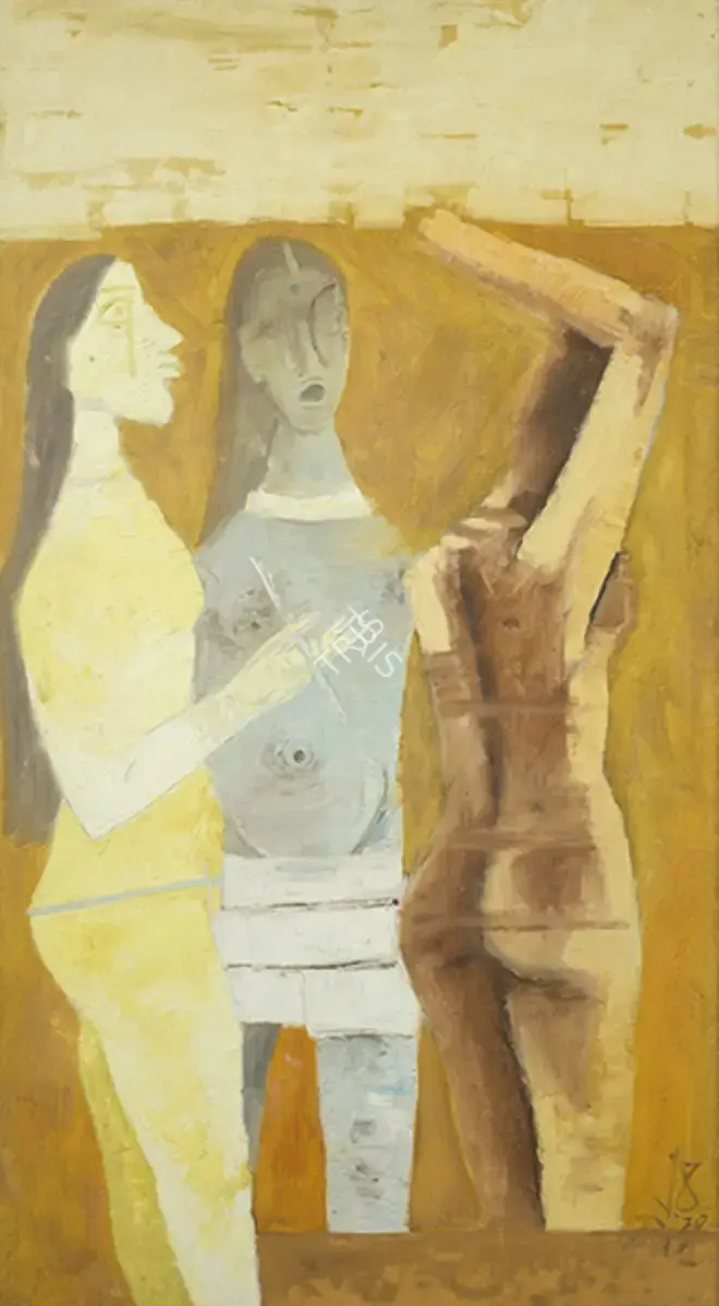 Husain, M.F. (Artist). Untitled (Women in Yellow), 1970 | Painting