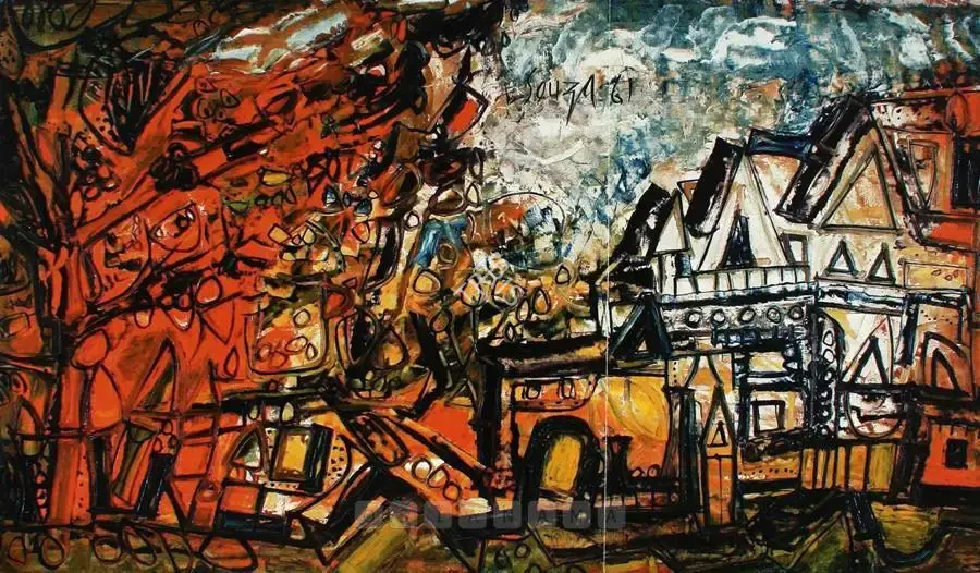 Souza, F.N. (Artist). Landscape In Orange. Oil on canvas, 1961 | Painting  | 00880526