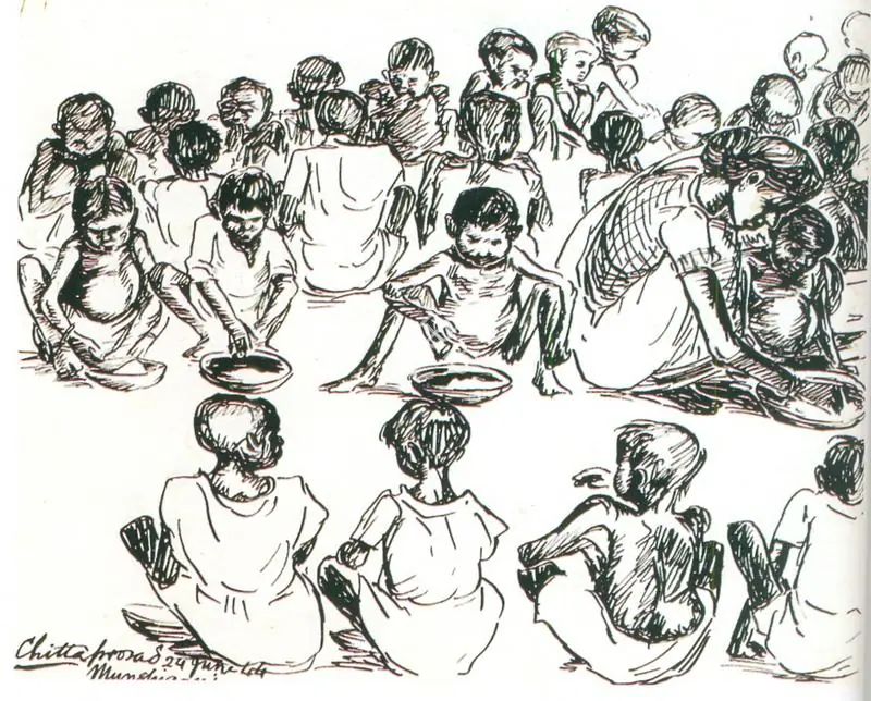 Chittaprosad (Artist). Bengal Famine, 1941 | Drawing