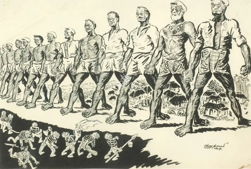 Chittaprosad (Artist). War Series. Brush and ink on paper, 1946 | Chittaprosad, 2011 | Drawing | FineArts | 00710164