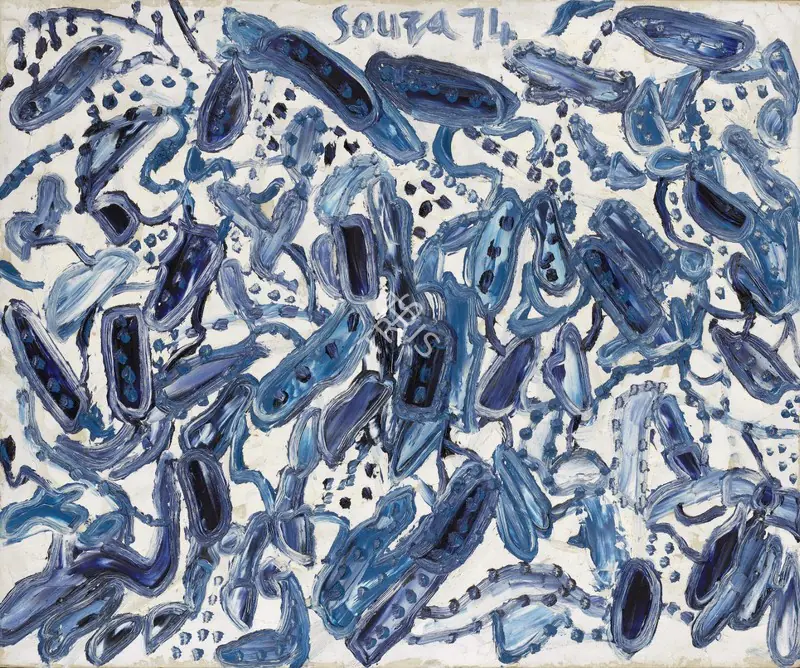 Souza, F.N. (Artist). Volvox a cluster of cells, 1974 | Painting