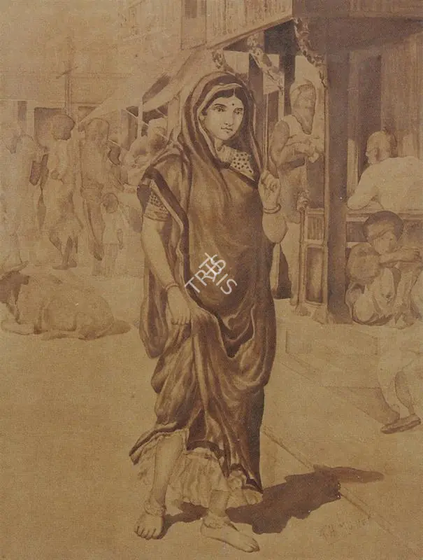 Muller, A.H. (Artist). Woman Walking Down a Street, n.d. | Painting