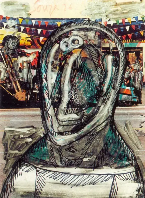 Souza, F.N. (Artist). Head, 1976 | Drawing
