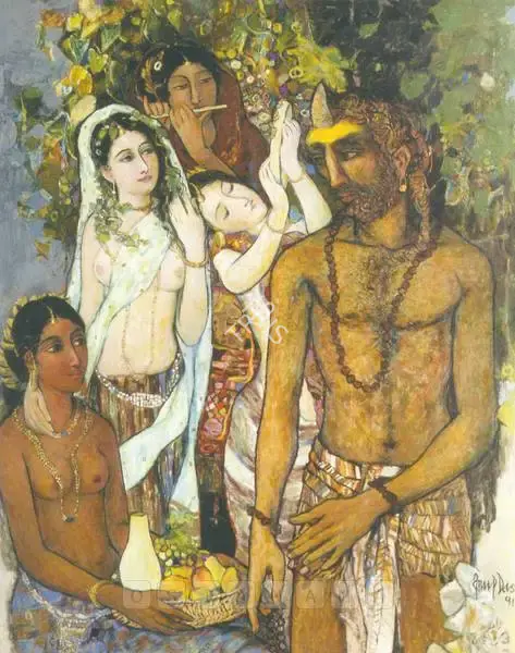 Das, Arup (Artist). Seduce Of Rishasringa. Oil on canvas, 1991 | Painting  | 00878042