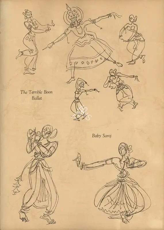 Chavda, Shiavax (Artist). The Terrible Boon Ballet. n.d. | Marg, July 1951 | Drawing | FineArts | 00673873