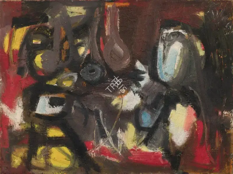Hore, Reba (Artist). Figure with Utensils. Oil on canvas, c.1960s | Painting | FineArts | 00362912