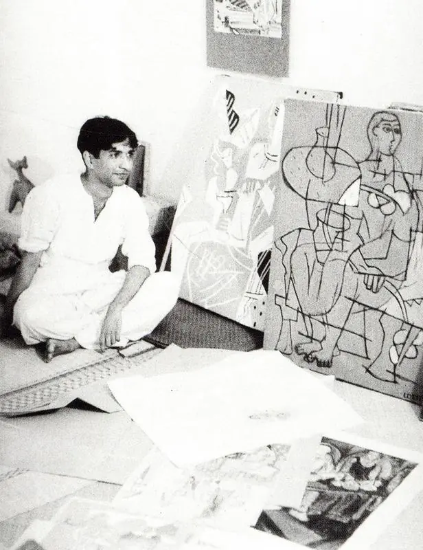 Unknown (Photographer). K. G. Subramanyan in his studio, 1952 | Contemporary Photograph