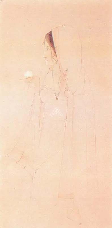 Chughtai, M.A.R. (Artist). Lady Holding A Flower, 1996 | Painting