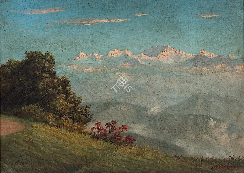 Gangooly, J.P. (Artist). Kangchenjunga From Darjeeling, n.d. | Painting