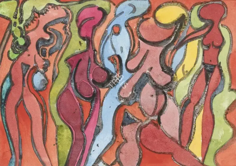 Chandra, Avinash (Artist). Untitled (Figures), circa 1980s | Painting