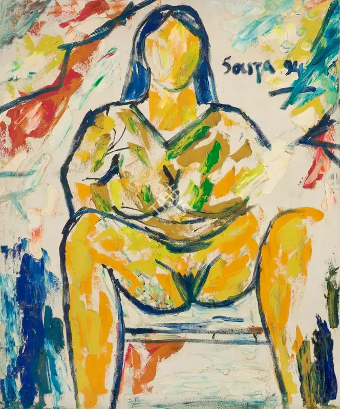 Souza, F.N. (Artist). Untitled (Seated Woman), 1994 | Painting
