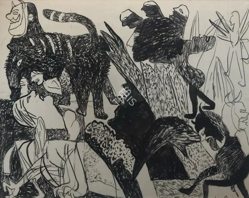 Subramanyan, K.G. (Artist). Compositional Sketch, n.d. | Painting
