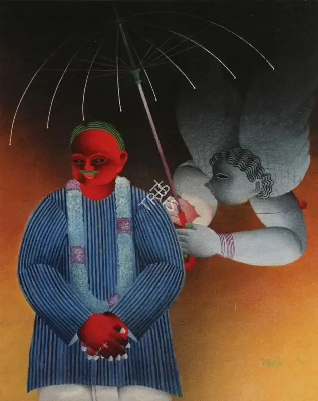 Dasgupta, Dharmanarayan (Artist). Untitled. Oil on canvas pasted on board, 1985 | Painting | FineArts | 00599275