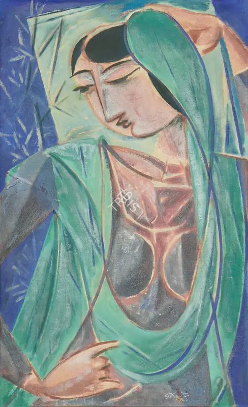 Keyt, George (Artist). Untitled (Woman in Green), 1966 | Painting