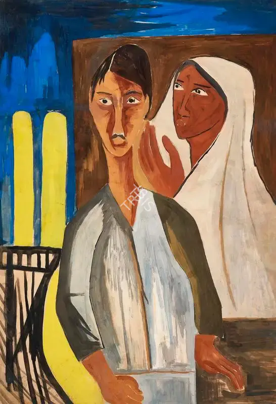 Ramkumar (Artist). Untitled (Couple). Gouache on paper, c. early 1950s | Painting | FineArts | 00604450